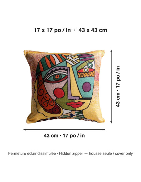 Cubist Abstract Face Cushion Cover, 17 x 17 in
