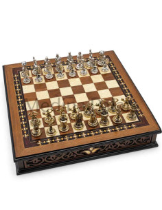 Handmade Turkish Square Walnut Chess Set 15" – Brown...