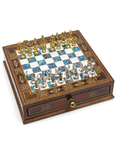 Handmade Turkish Square Walnut Chess Set 10" –...