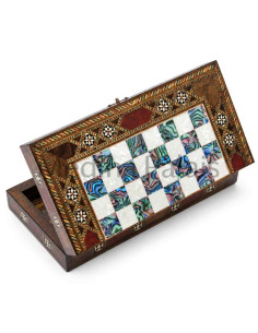 Handmade Turkish Inlaid Walnut Chess & Backgammon Box...