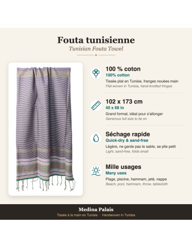 Light grey fouta with thin stripes