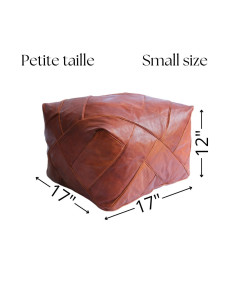Pouf marocain carré en cuir, brun 2