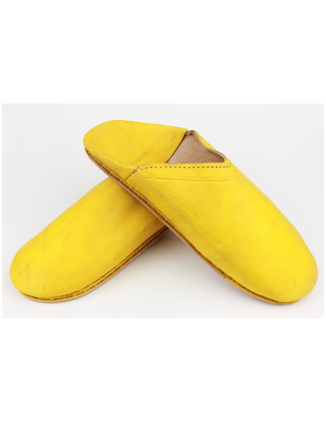 Babouche round plain yellow