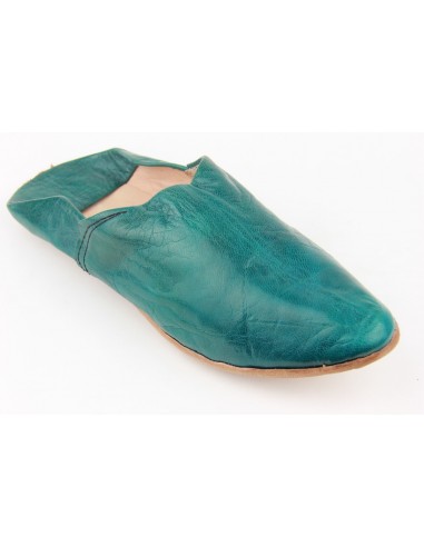 Babouche marocaine au bout pointu simple bleu