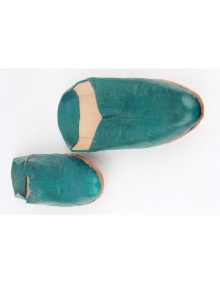 Babouche marocaine au bout pointu simple bleu