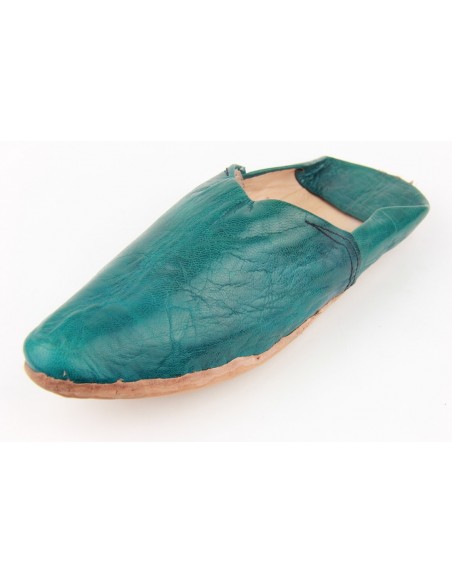 Babouche marocaine au bout pointu simple bleu