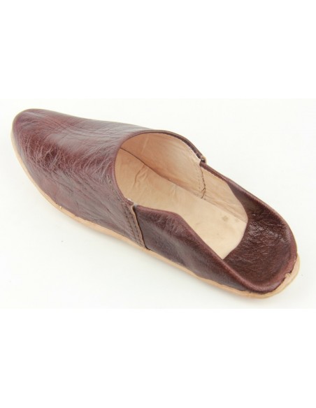 Babouche marocaine au bout pointu simple bleu