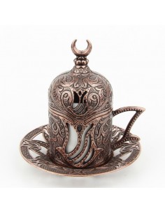 Bronze Turkish tea and coffee glass double red 2