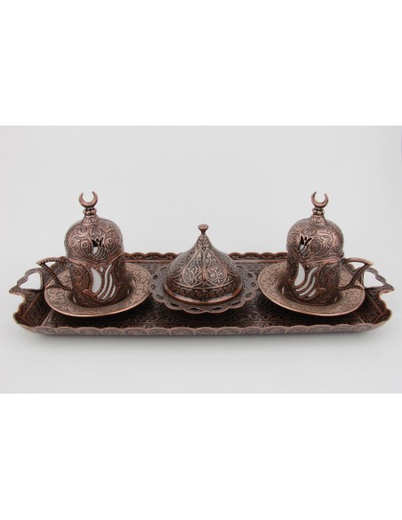 Bronze Turkish tea and coffee glass double red