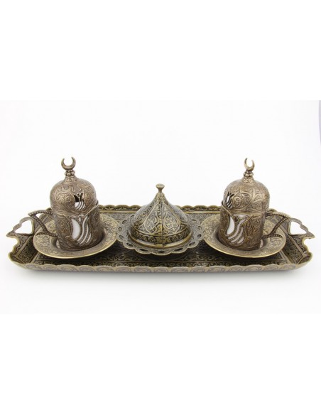 Bronze Turkish tea and coffee glass double red