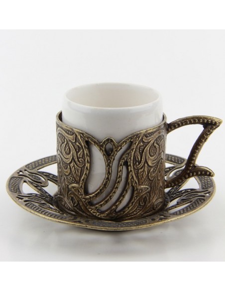 Bronze Turkish tea and coffee glass double red