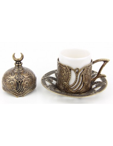 Bronze Turkish tea and coffee glass double red