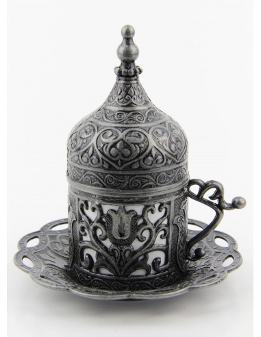 Silver Turkish tea and coffee glass double