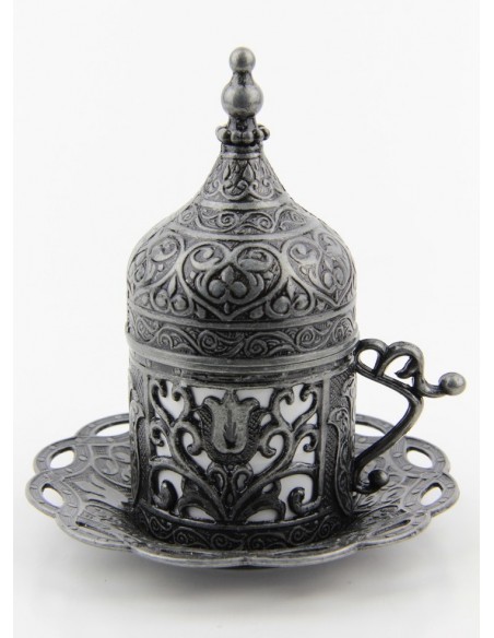 Silver Turkish tea and coffee glass double