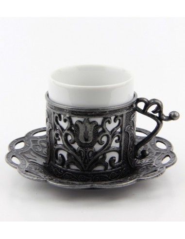 Silver Turkish tea and coffee glass double