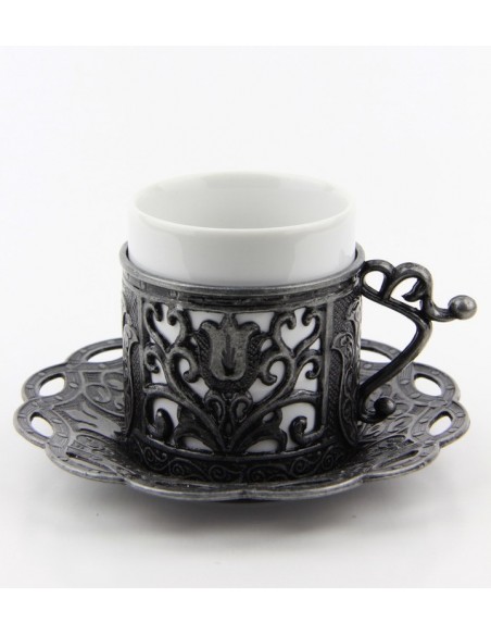 Silver Turkish tea and coffee glass double
