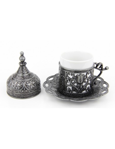 Silver Turkish tea and coffee glass double