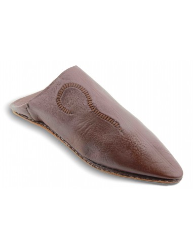 Babouche pointed embroidered brown