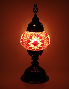 Turkish Mosaic Lamp with a red and white star, 13 in 2