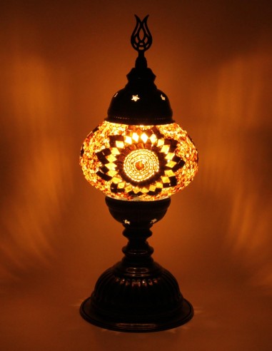Turkish Mosaic Lamp with a brown and gold...