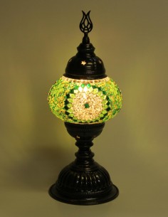 Turkish Green Mosaic Lamp with a white rosette, 13 in