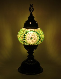 Turkish Green Mosaic Lamp with a white rosette, 13 in 2
