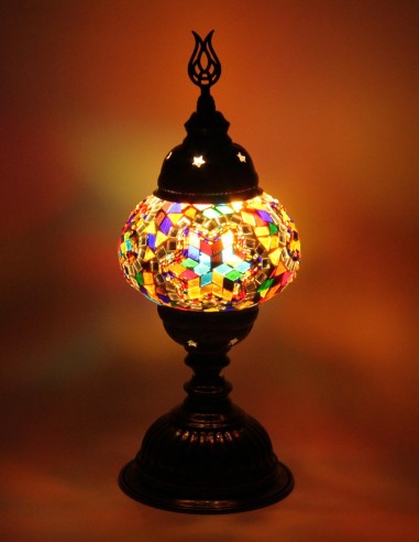 Turkish Mosaic Lamp with orange and purple...