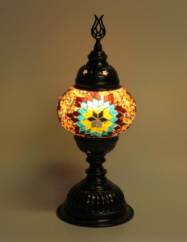 Turkish Mosaic Lamp with a green and gold...