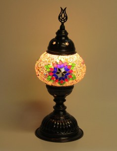 Lampe turque en mosaïque à étoile verte et rose, 13 po