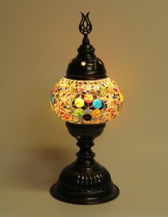 Turkish Mosaic Lamp with colorful dots, 13 in