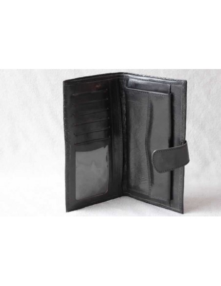 Leather wallet black large pattern 1