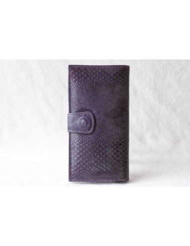 Leather wallet mauve large pattern 2