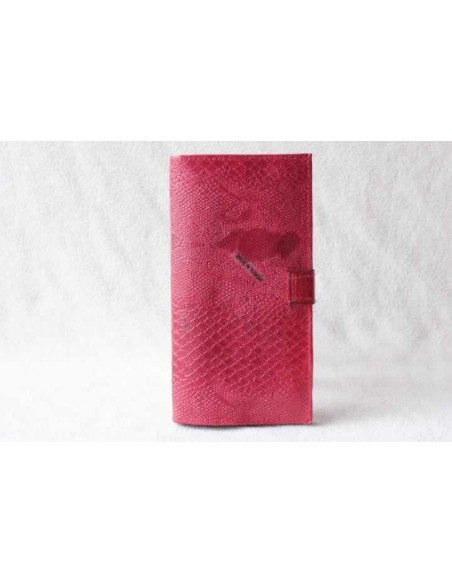 Leather wallet pink large pattern 2