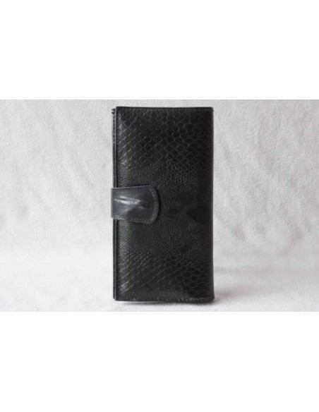 Leather wallet black large pattern 2