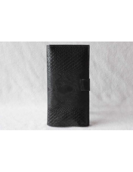 Leather wallet black large pattern 2