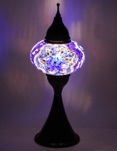 Lampe turque en mosaïque bleue à étoile violette, 17 po 2