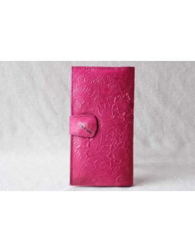 Leather wallet pink large pattern 3