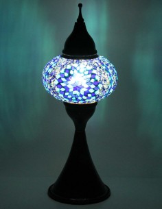 Turkish Mosaic Lamp with a blue and white checkerboard,... 2