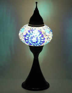 Turkish Mosaic Lamp with a blue and turquoise rosette, 17 in 2
