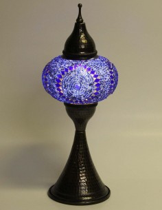Turkish Mosaic Lamp in indigo blue, 17 in