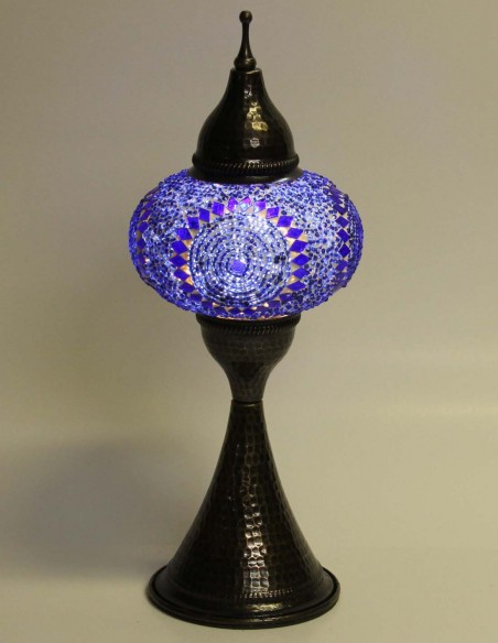 Turkish Mosaic Lamp in indigo blue, 17 in