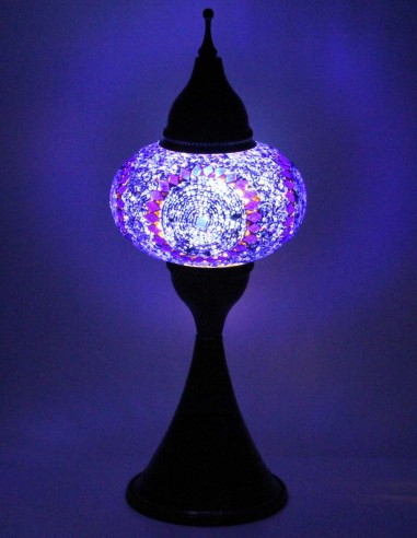 Turkish Mosaic Lamp in indigo blue, 17 in