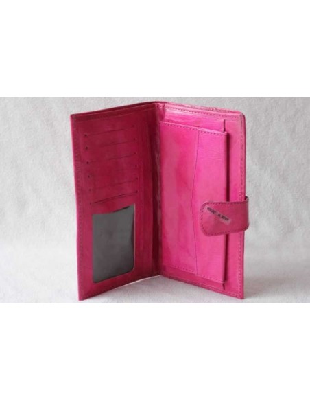 Leather wallet pink large pattern 3