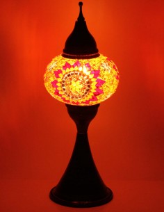 Lampe turque en mosaïque à rosace rouge sur fond orange,... 2