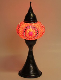 Lampe turque en mosaïque rouge à médaillon foncé, 17 po