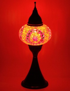 Lampe turque en mosaïque rouge à médaillon foncé, 17 po 2