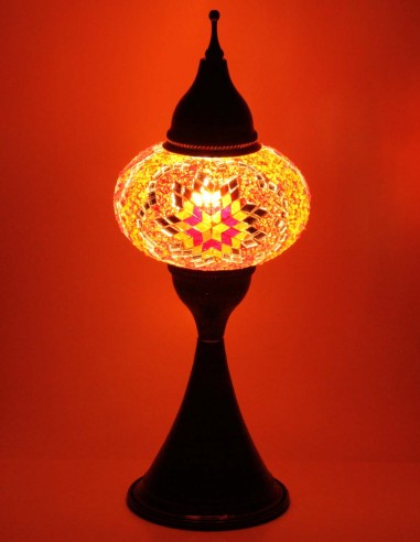 Lampe turque en mosaïque à étoile rouge foncé...
