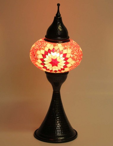 Lampe turque en mosaïque à grande étoile rouge...