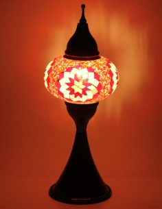 Lampe turque en mosaïque rouge à étoile blanche, 17 po 2