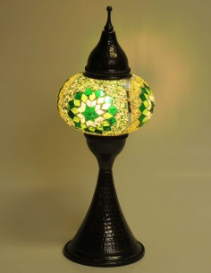 Lampe turque en mosaïque à étoiles vertes, 17 po